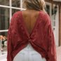 Fiery Red Exposed Seam Twist Open Back Oversized Sweatshirt