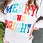 White Merry And Bright Cable Knit Pullover Sweatshirt