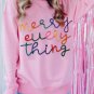 Peach Blossom Merry Every Thing Glitter Slogan Sweatshirt