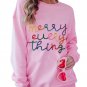Peach Blossom Merry Every Thing Glitter Slogan Sweatshirt