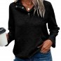 Black Textured Knit Buttoned Kangaroo Pocket Sweatshirt