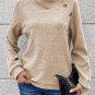 Apricot Asymmetric Buttons Detail High Neck Textured Sweatshirt