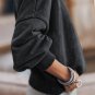 Black Drop Shoulder Crew Neck Pullover Sweatshirt