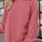Strawberry Pink Ribbed Corded Oversized Sweatshirt