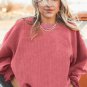 Strawberry Pink Ribbed Corded Oversized Sweatshirt