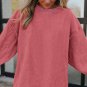 Strawberry Pink Ribbed Corded Oversized Sweatshirt