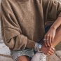 Brown Drop Shoulder Crew Neck Pullover Sweatshirt