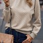 Beige Solid Textured Raglan Sleeve Pullover Sweatshirt