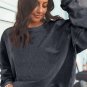 Dark Grey Ribbed Corded Oversized Sweatshirt