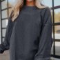 Dark Grey Ribbed Corded Oversized Sweatshirt