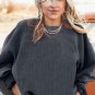 Dark Grey Ribbed Corded Oversized Sweatshirt
