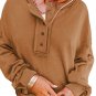 Chestnut Drop Shoulder Henley Buttons Sweatshirt