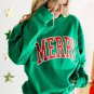 Bright Green MERRY Graphic Pullover Sweatshirt