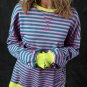 Green Stripe Oversized Contrast Trim Pullover Sweatshirt