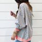 Casual Stripe Colorblock Drop Shoulder Oversize Sweatshirt
