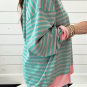 Casual Stripe Colorblock Drop Shoulder Oversize Sweatshirt