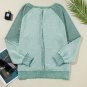 Mineral Blue Waffle Knit Patchwork Exposed Seam Raglan Sweatshirt