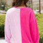 Pink Color Block Sequined Cowgirl Boots Graphic Sweatshirt