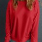 Red Solid Classic Crewneck Pullover Sweatshirt