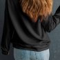 Black Solid Classic Crewneck Pullover Sweatshirt
