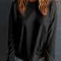 Black Solid Classic Crewneck Pullover Sweatshirt
