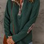 Green Geometric Texture Plaid Trim Sweatshirt