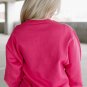 Strawberry Pink Cow and Sequin Double Heart Patch Graphic Sweatshirt