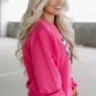 Strawberry Pink Cow and Sequin Double Heart Patch Graphic Sweatshirt