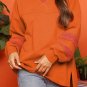 Carrot Fleece Patchwork Side Slits High Low Sweatshirt