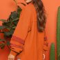 Carrot Fleece Patchwork Side Slits High Low Sweatshirt