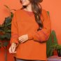 Carrot Fleece Patchwork Side Slits High Low Sweatshirt