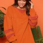 Carrot Fleece Patchwork Side Slits High Low Sweatshirt