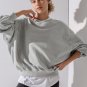 Gray Exposed Seam Batwing Sleeve Drop Shoulder Sweatshirt