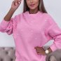 Bonbon Pearl Detail Ribbed Crew Neck Sweatshirt