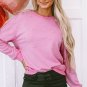 Bonbon Pearl Detail Ribbed Crew Neck Sweatshirt