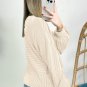 Apricot Corded Texture Lantern Sleeve Buttons Henley Sweatsuit