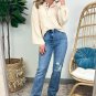 Apricot Corded Texture Lantern Sleeve Buttons Henley Sweatsuit