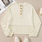Apricot Corded Texture Lantern Sleeve Buttons Henley Sweatsuit