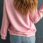 Pink Solid Classic Crewneck Pullover Sweatshirt