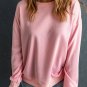 Pink Solid Classic Crewneck Pullover Sweatshirt