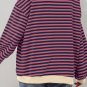 Red Stripe Oversized Contrast Trim Pullover Sweatshirt