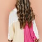 Rose Red Colorblock Ribbed Collared Oversized Sweatshirt