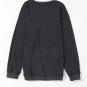 Black Solid Ribbed Knit Round Neck Pullover Sweatshirt