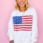 White American Flag Graphic Drop Shoulder Loose Sweatshirt