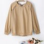 Light French Beige Solid Color Lattice Hollow Out Back Sweatshirt