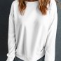 Beige Solid Classic Crewneck Pullover Sweatshirt