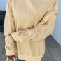 Beige Buttoned Sleeve Dropped Shoulder Sweatshirt