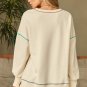 Contrast Stitching Split Baggy Sweatshirt