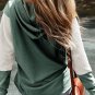 Mist Green Contrast Sleeves Patchwork Colorblock Hoodie