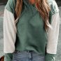 Mist Green Contrast Sleeves Patchwork Colorblock Hoodie
